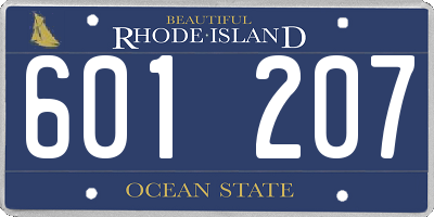 RI license plate 601207