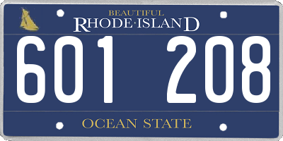 RI license plate 601208