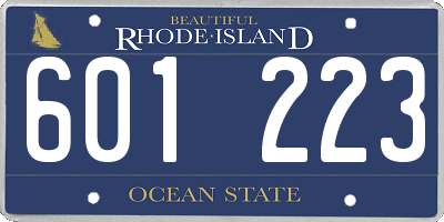 RI license plate 601223