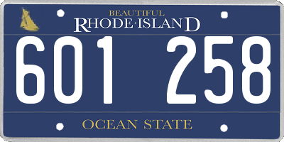 RI license plate 601258