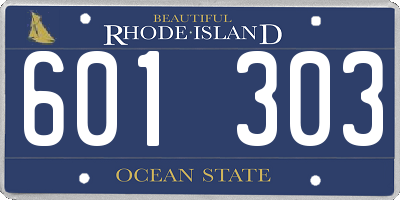 RI license plate 601303