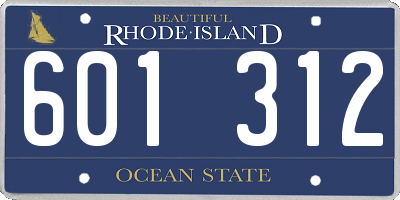 RI license plate 601312