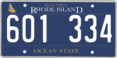 RI license plate 601334