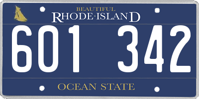 RI license plate 601342