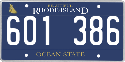 RI license plate 601386