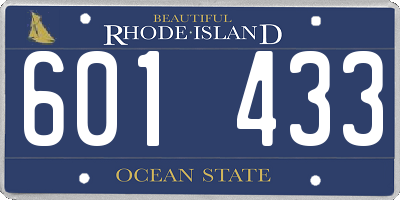 RI license plate 601433