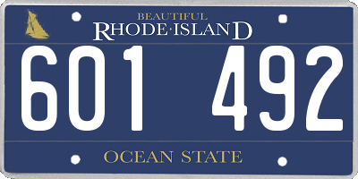 RI license plate 601492