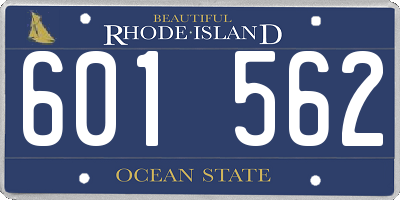 RI license plate 601562