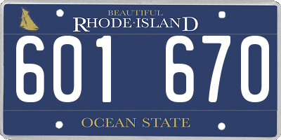RI license plate 601670