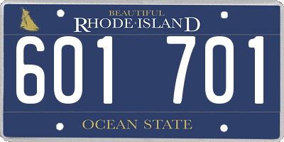 RI license plate 601701