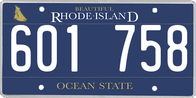 RI license plate 601758