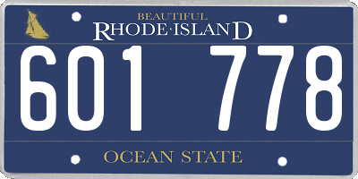 RI license plate 601778