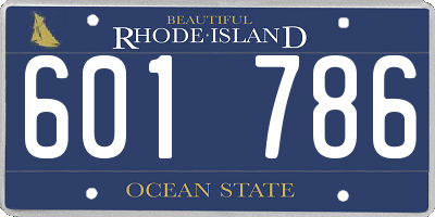 RI license plate 601786