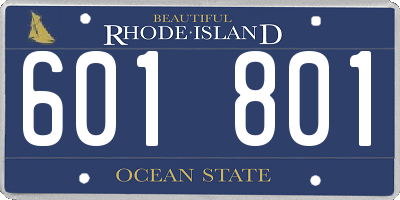 RI license plate 601801