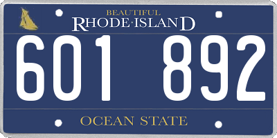 RI license plate 601892