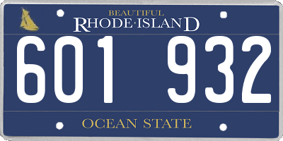 RI license plate 601932
