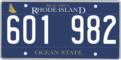 RI license plate 601982