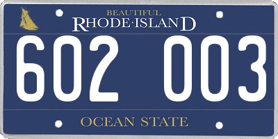 RI license plate 602003