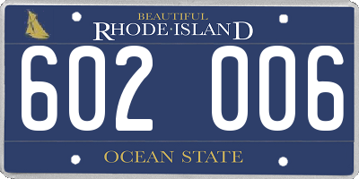 RI license plate 602006