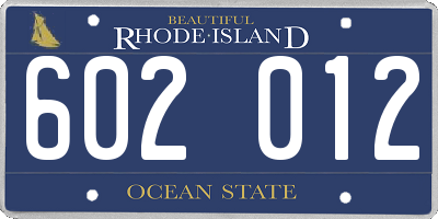 RI license plate 602012