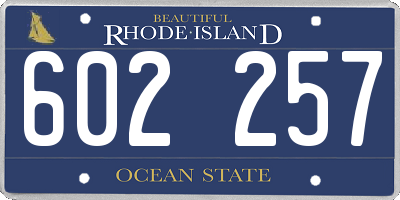 RI license plate 602257