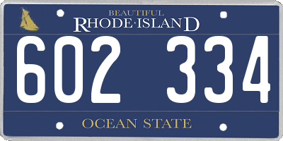 RI license plate 602334