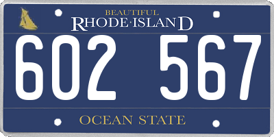 RI license plate 602567