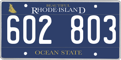 RI license plate 602803