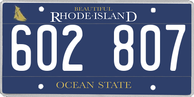 RI license plate 602807