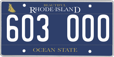 RI license plate 603000