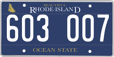 RI license plate 603007