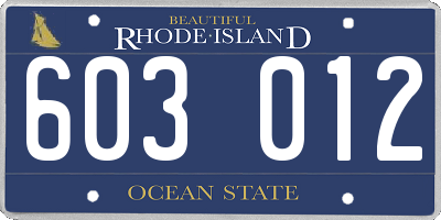 RI license plate 603012