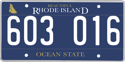RI license plate 603016