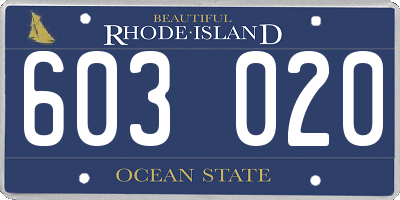 RI license plate 603020