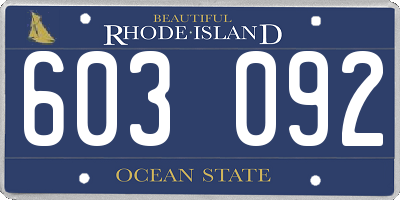 RI license plate 603092