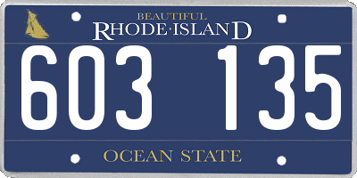RI license plate 603135