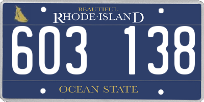 RI license plate 603138