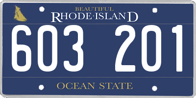 RI license plate 603201
