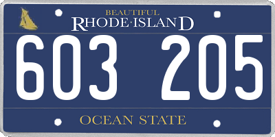 RI license plate 603205