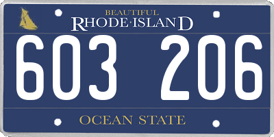 RI license plate 603206
