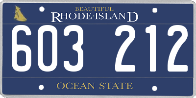 RI license plate 603212