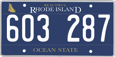 RI license plate 603287