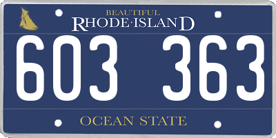 RI license plate 603363