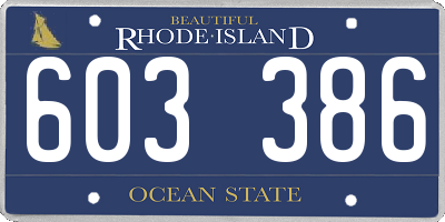 RI license plate 603386