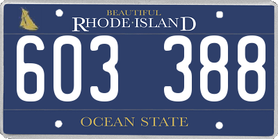 RI license plate 603388