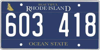 RI license plate 603418