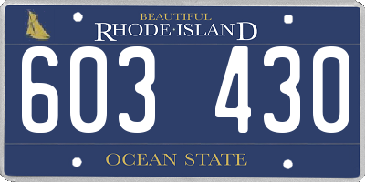 RI license plate 603430