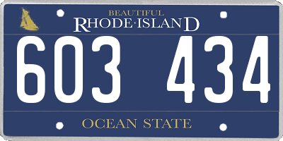 RI license plate 603434