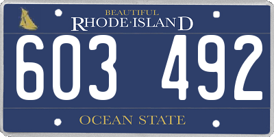 RI license plate 603492