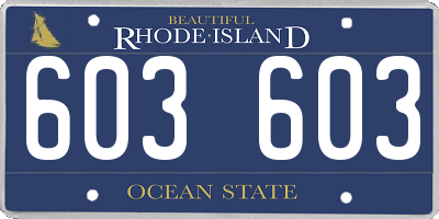 RI license plate 603603